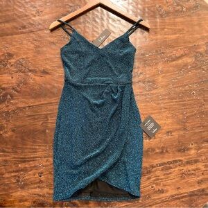 NWT Lulus Teal Sparkle Party Mini Dress Sizes XS S M